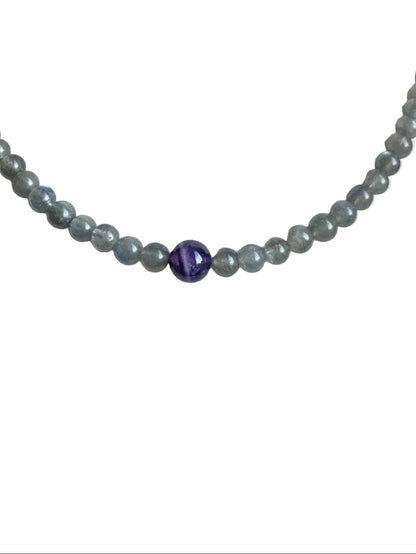 Collar Gargantilla Labradorita y Amatista | Protección e Intuición