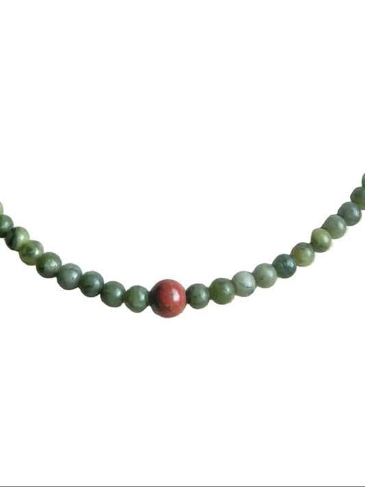 Collar Gargantilla Jade Verde y Unakita | Armonía y Equilibrio