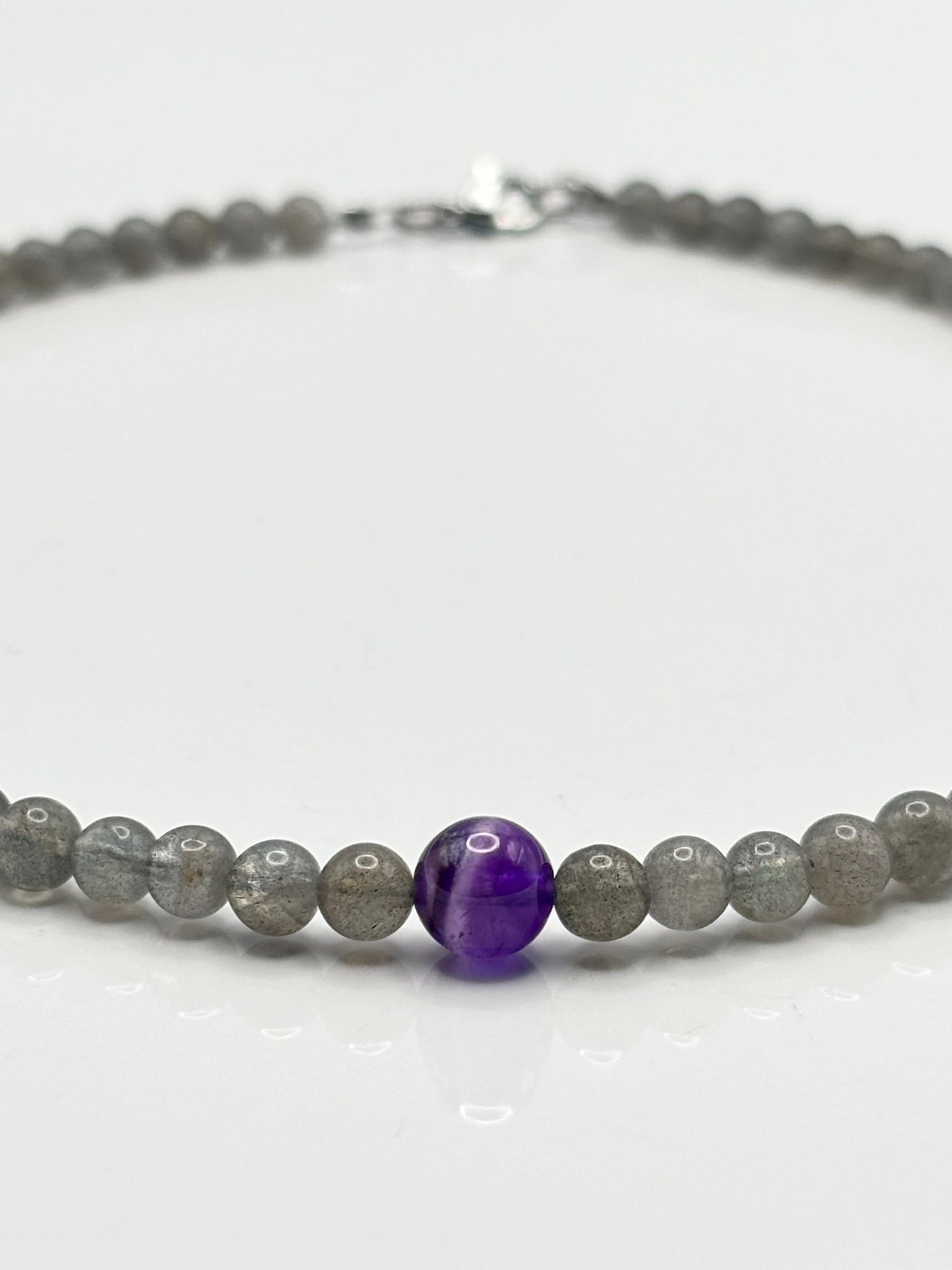 Gargantilla de Labradorita con Amatista – Protección, Intuición y Elegancia en Una Sola Pieza