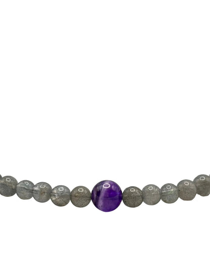 Collar Gargantilla Labradorita y Amatista | Protección e Intuición