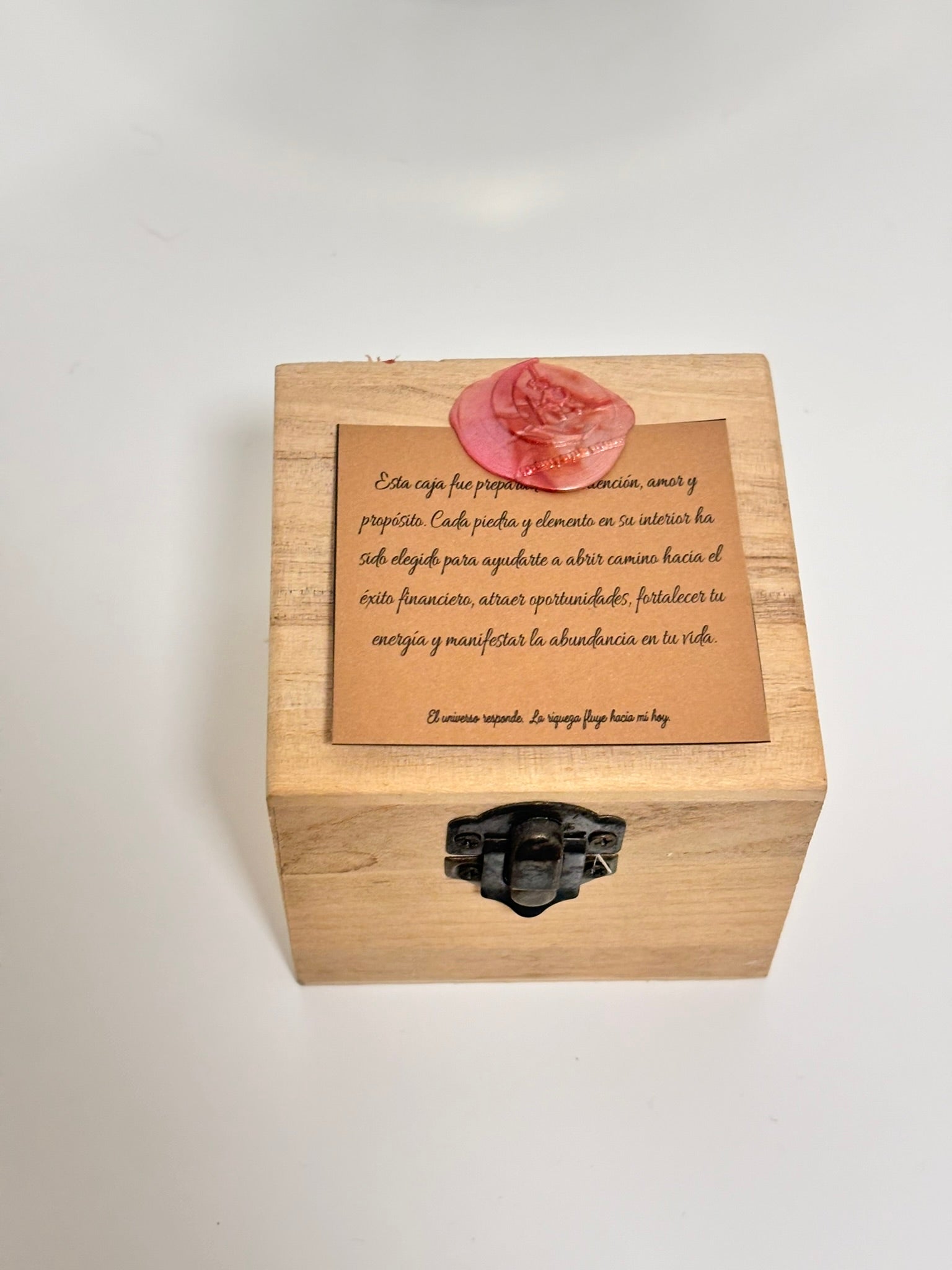 Caja de Prosperidad Pequeña – Kit Compacto con Pirita, Ojo de Tigre, Citrino, Jade verde Instrucciones de Ritual