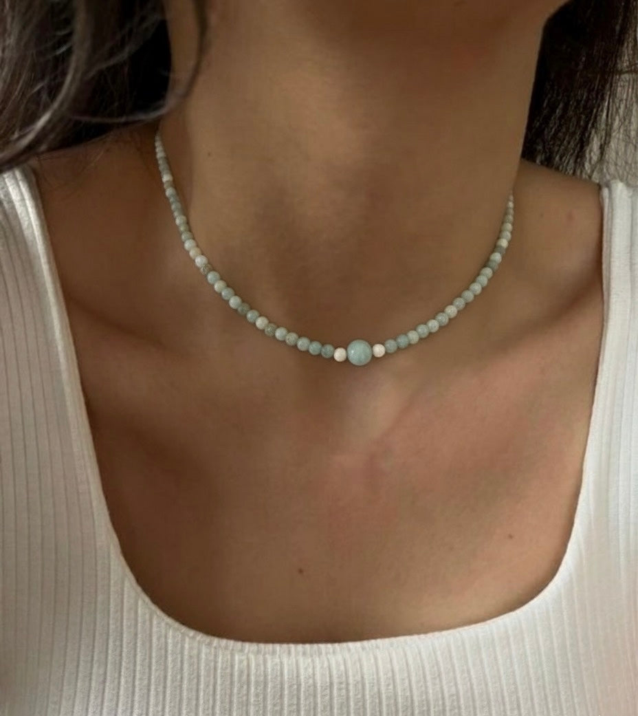 Gargantilla de Amazonita Ajustable | Armonía Emocional y Calma Interior