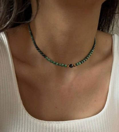 Collar Gargantilla Ónix, Malaquita y Ojo de Tigre | Protección Energética