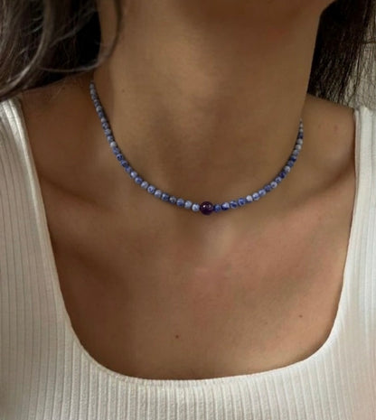 Collar Gargantilla Sodalita y Amatista | Claridad y Creatividad