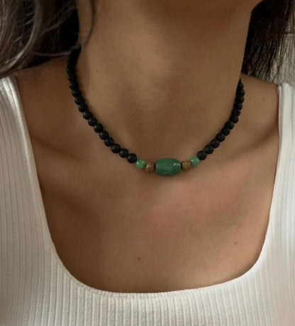 Collar Piedra Volcánica, Jade y Jaspe | Equilibrio y Energía