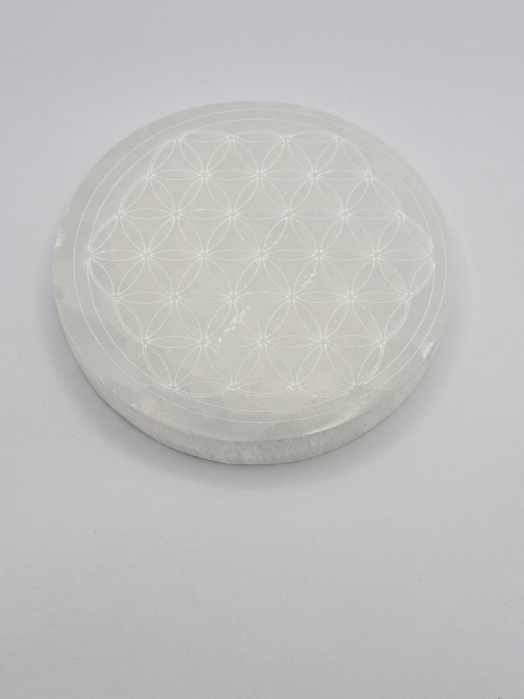 Plato de Selenita Flor de la vida - Limpieza de minerales