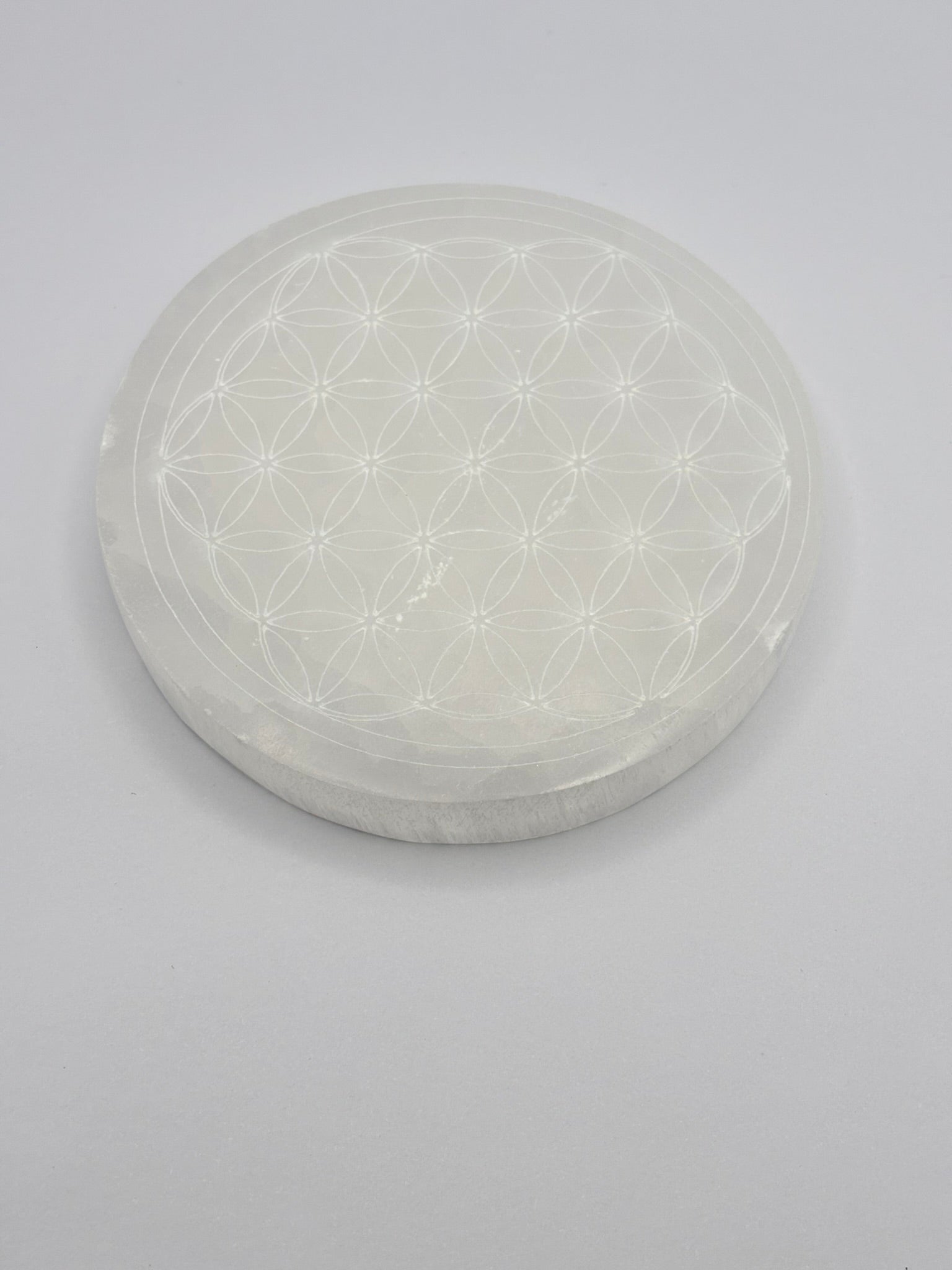 Plato de Selenita Flor de la vida - Limpieza de minerales