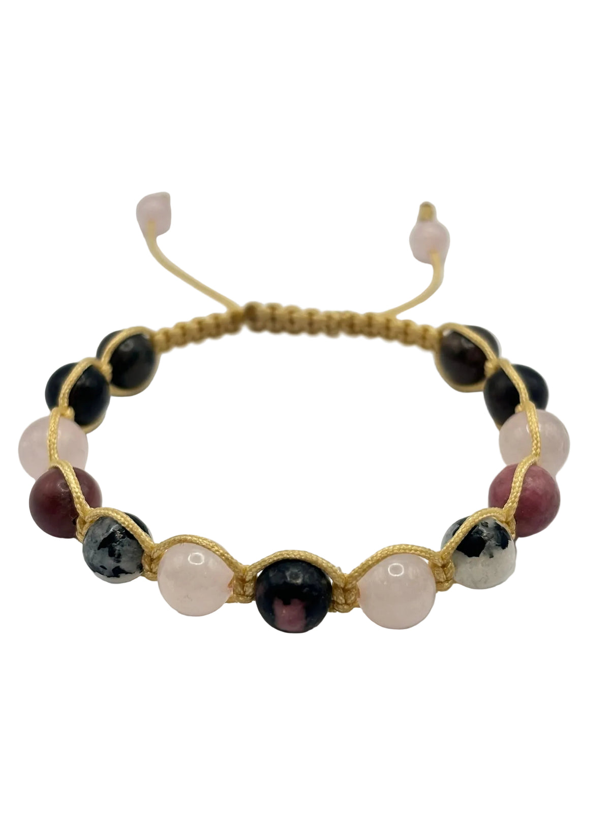 Pulsera Cuarzo Rosa, Piedra Luna y Rodonita | Amor e Intuición