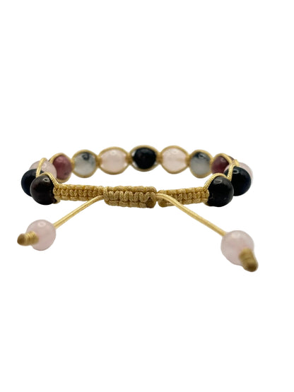 Pulsera Cuarzo Rosa, Piedra Luna y Rodonita | Amor e Intuición