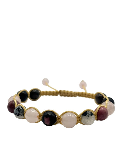 Pulsera Cuarzo Rosa, Piedra Luna y Rodonita | Amor e Intuición