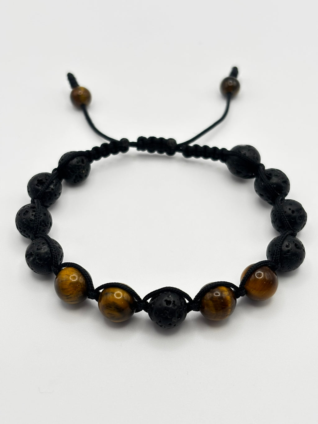 Pulsera de Ojo de Tigre con Piedra Volcánica – Protección, Fuerza y Equilibrio Energético