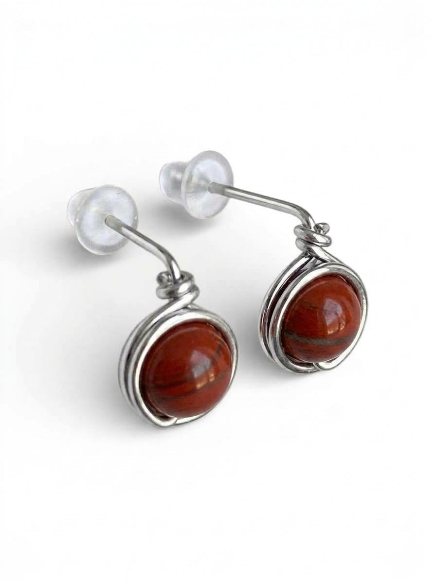 Pendientes Tipo Pin con Piedra Natural –Acero Inoxidable