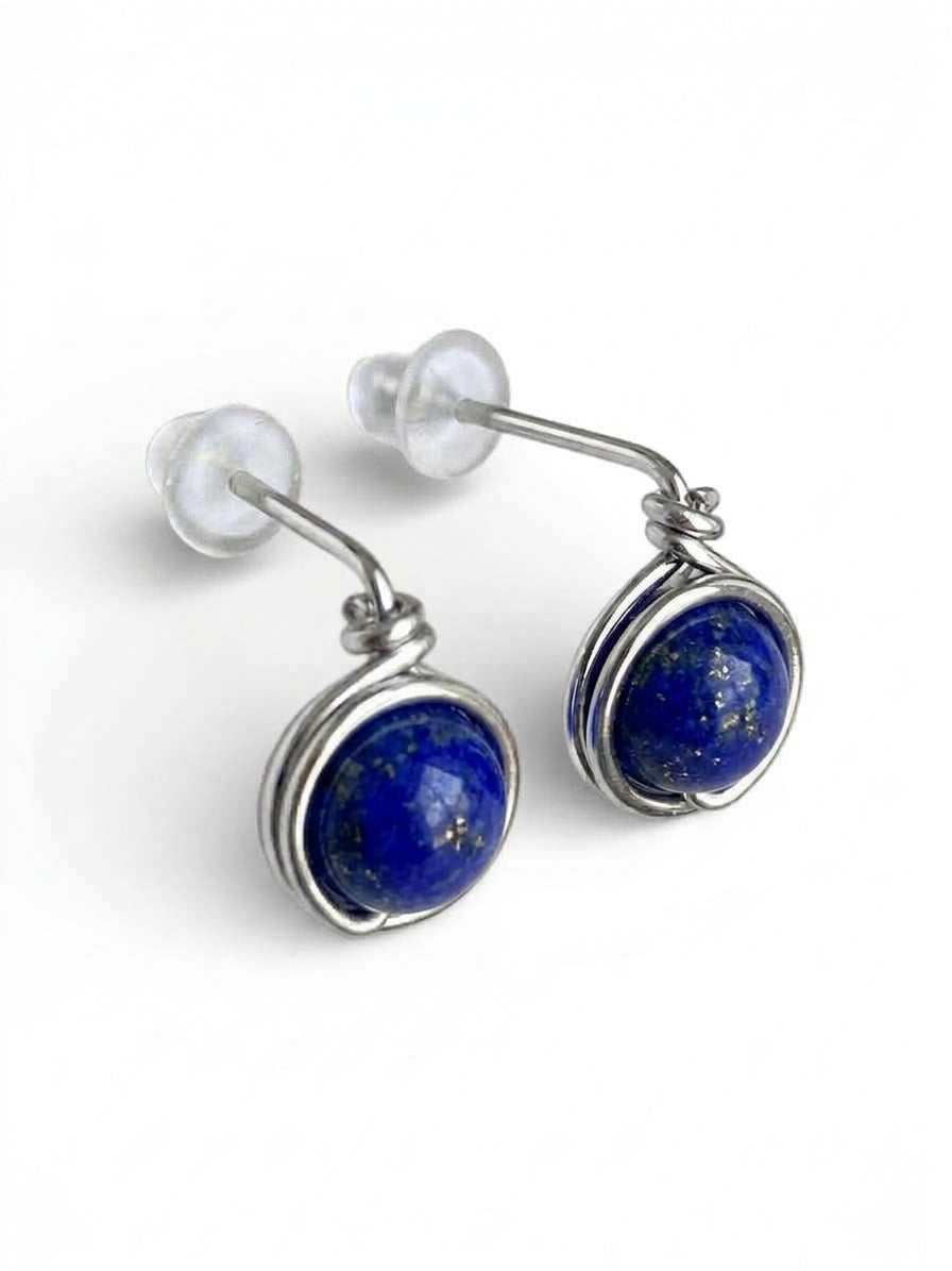Pendientes Tipo Pin con Piedra Natural –Acero Inoxidable
