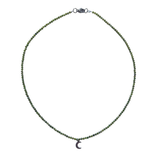 Collar Gargantilla Jade Verde con Luna | Armonía y Buena Fortuna