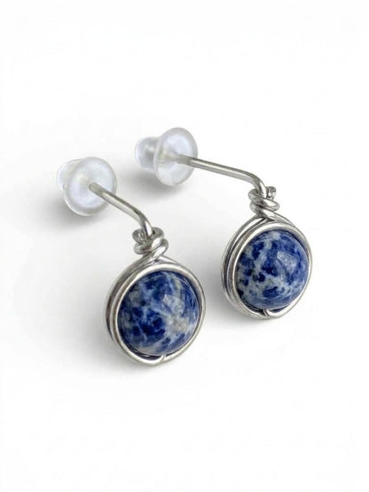 Pendientes Tipo Pin con Piedra Natural –Acero Inoxidable