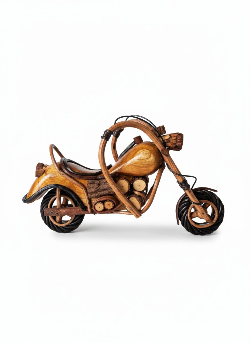 Moto de Madera Artesanal – Decoración Rústica y Estilo Vintage