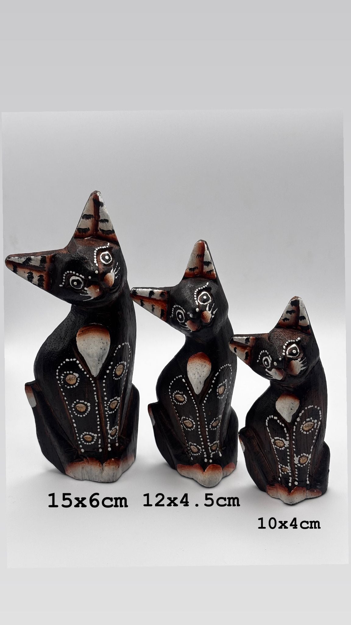 Set de 3 Gatos Decorativos de Madera – Decoración Artesanal con Encanto