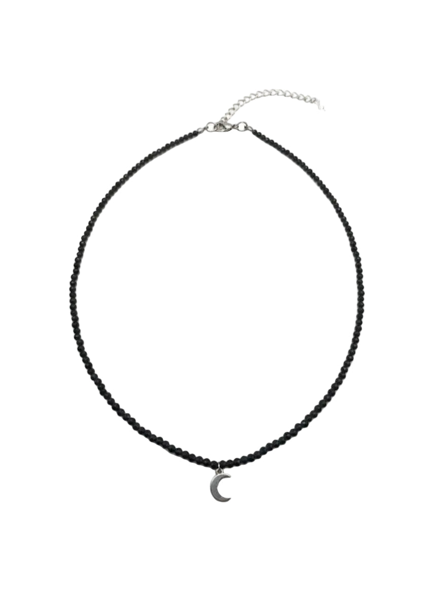 Collar Gargantilla Obsidiana con Luna | Protección y Claridad