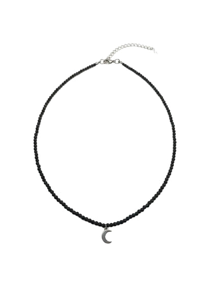Collar Gargantilla Obsidiana con Luna | Protección y Claridad