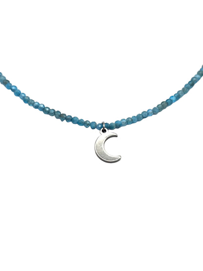 Collar Gargantilla Apatita con Luna | Inspiración y Claridad