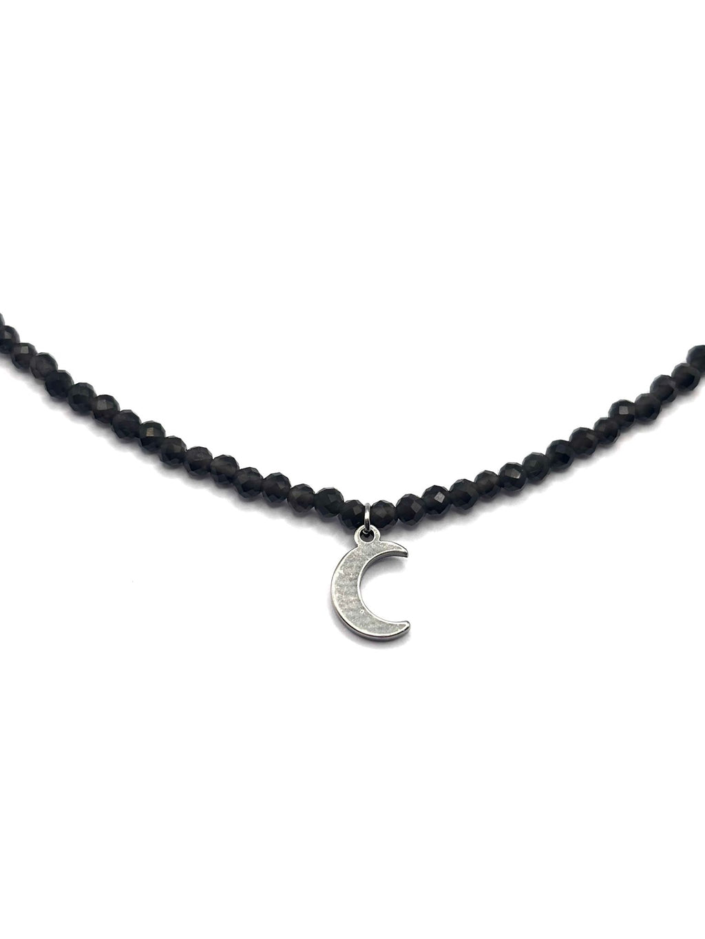 Gargantilla de Obsidiana Facetada 2 mm con Luna – Protección y Energía Femenina