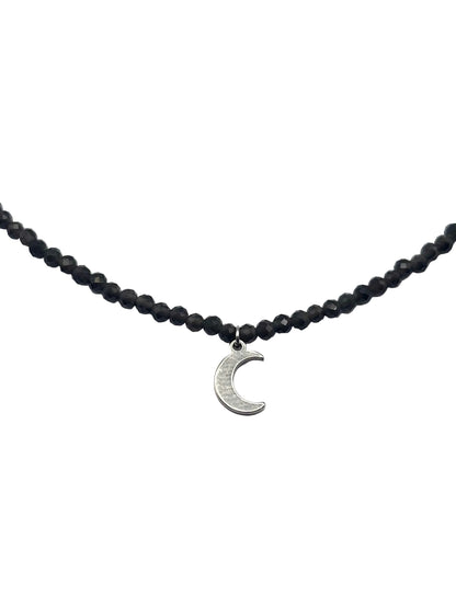 Collar Gargantilla Obsidiana con Luna | Protección y Claridad