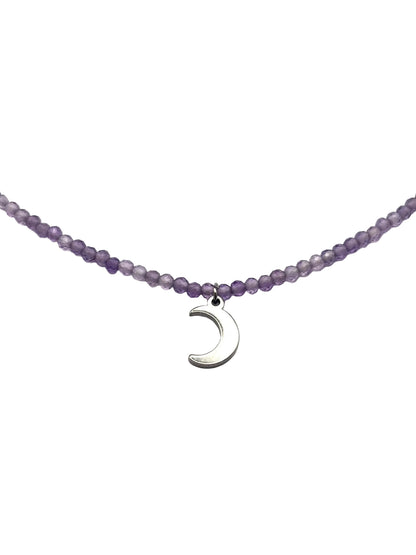Collar Gargantilla Amatista con Luna | Intuición y Calma