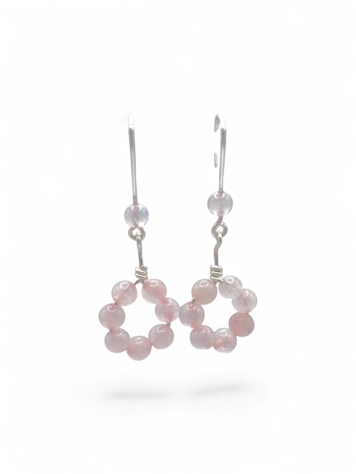Pendientes “Armonía” – Cuarzo Rosa 4 mm en Plata o Dorado