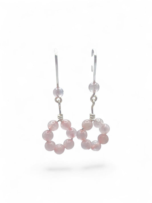 Pendientes “Armonía” – Cuarzo Rosa