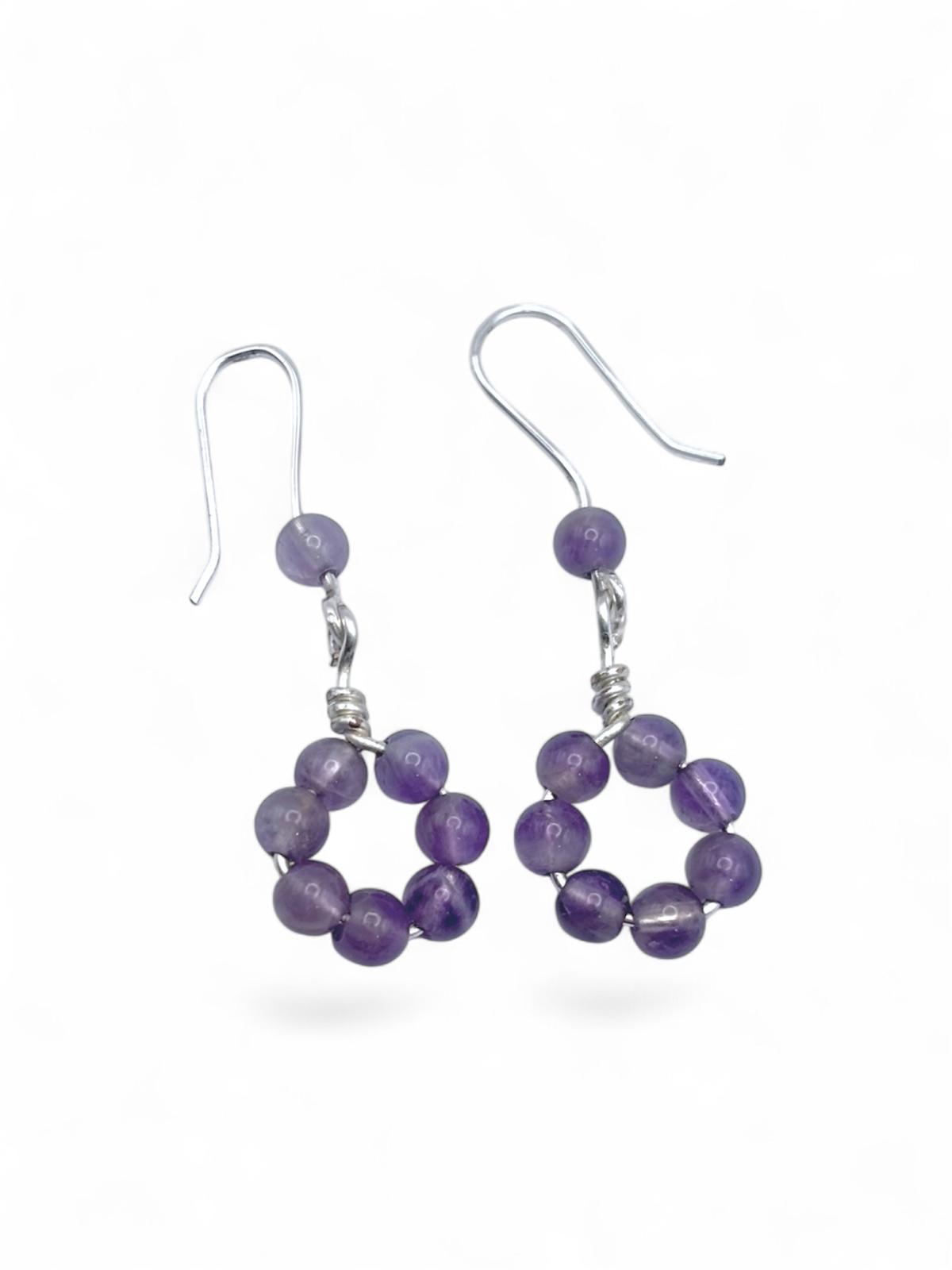 Pendientes “Armonía” – Amatista 4 mm en Plata o Dorado