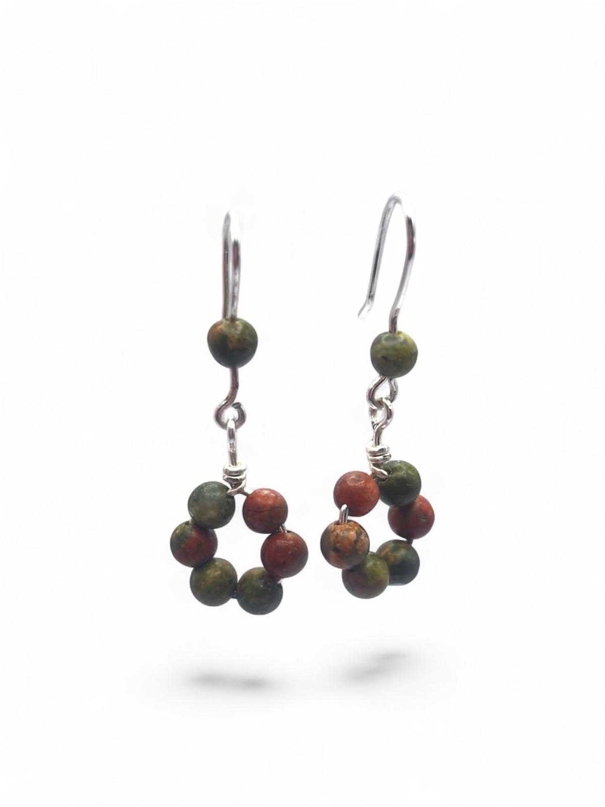 Pendientes “Armonía” – Unakita 4 mm en Plata o Dorado