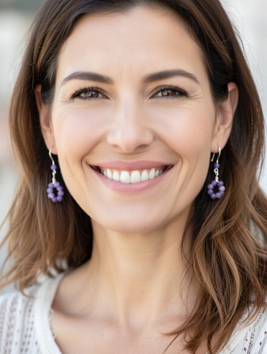 Pendientes “Armonía” – Amatista 4 mm en Plata o Dorado