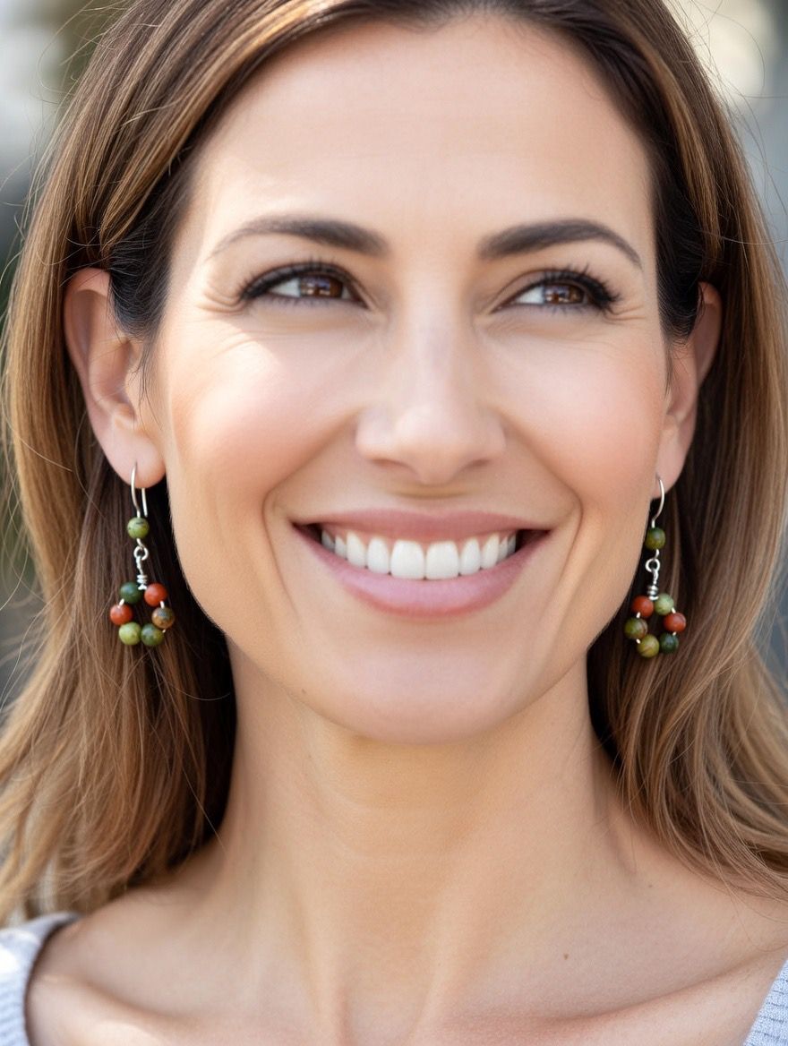 Pendientes “Armonía” – Unakita 4 mm en Plata o Dorado