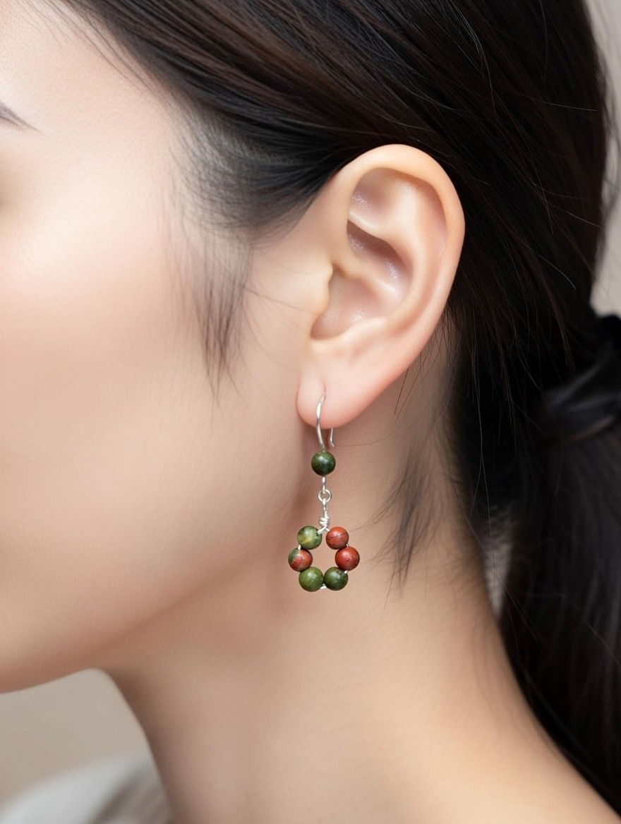 Pendientes “Armonía” – Unakita 4 mm en Plata o Dorado