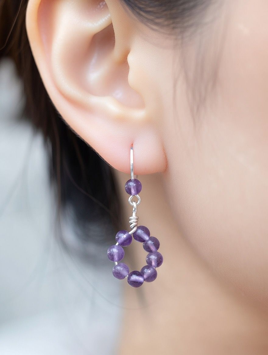 Pendientes “Armonía” – Amatista 4 mm en Plata o Dorado