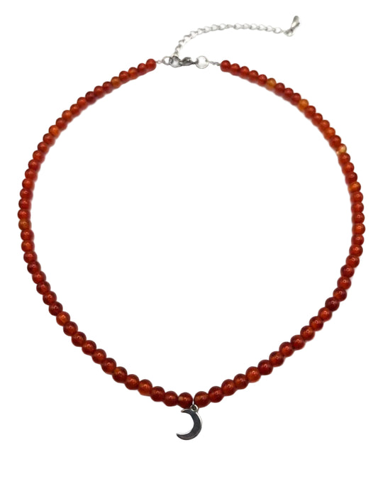 Collar Gargantilla Cornalina con Luna | Energía y Equilibrio