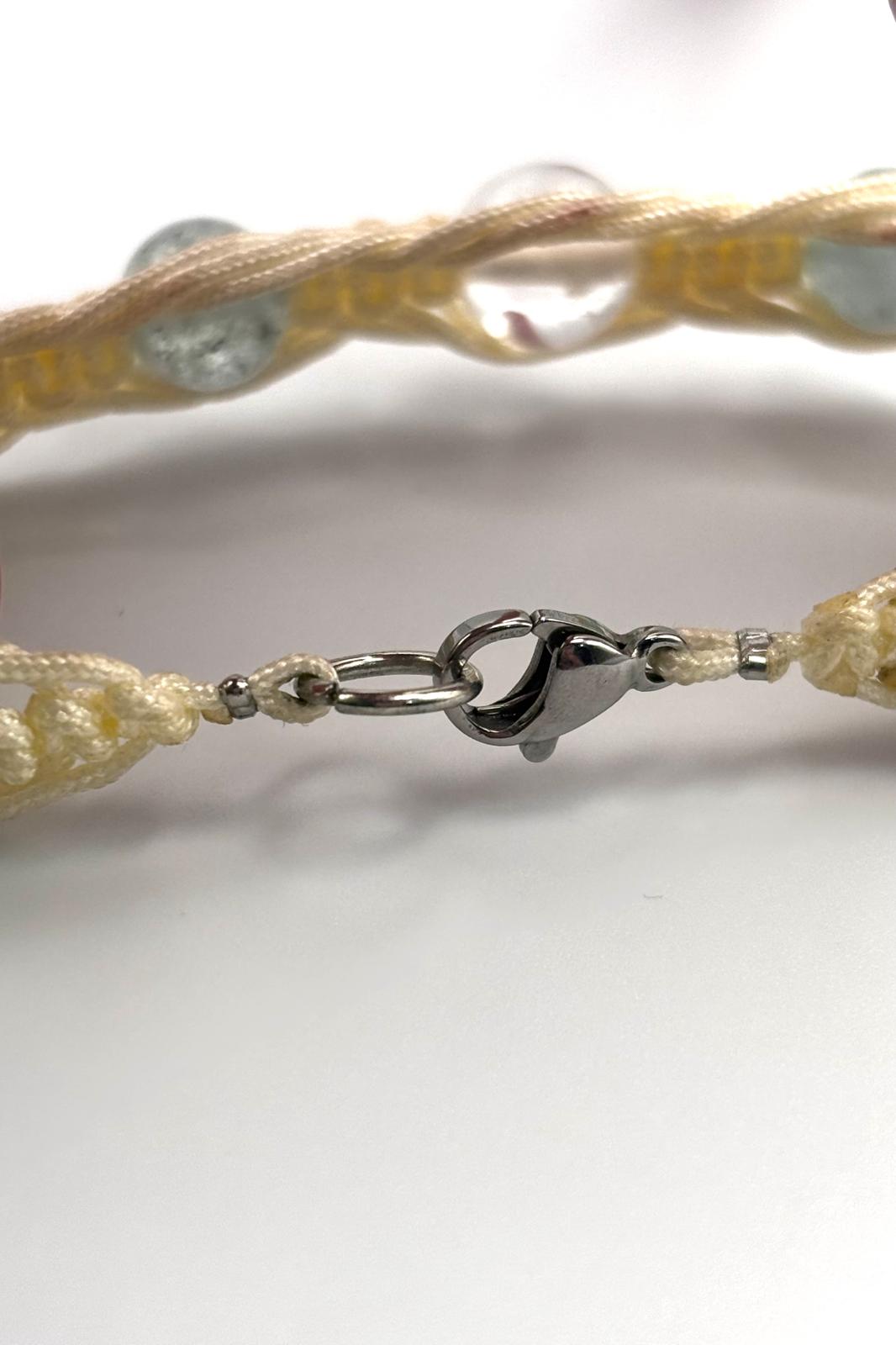 Pulsera de Aguamarina 8mm con Cuarzo Blanco – Calma y Claridad