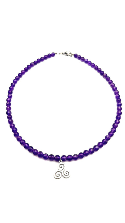 Collar Gargantilla Amatista con Trisquel | Protección y Equilibrio