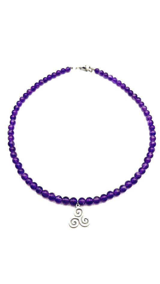 Collar Gargantilla Amatista con Trisquel | Protección y Equilibrio