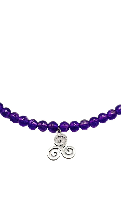 Collar Gargantilla Amatista con Trisquel | Protección y Equilibrio
