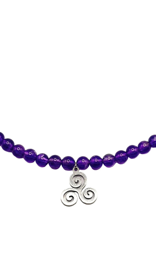 Collar Gargantilla Amatista con Trisquel | Protección y Equilibrio
