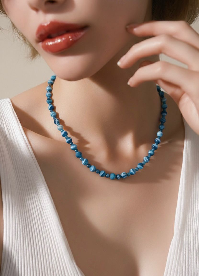 Collar de Ágata Azul – Calma y Comunicación