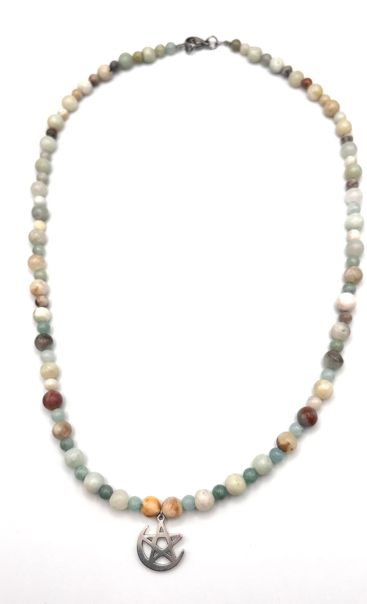 Collar de Amazonita con Estrella y Luna – Equilibrio y Protección