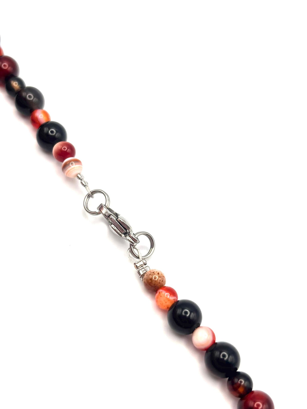 Collar de Ágata Fuego para Hombre con Luna y Estrella – Fuerza y Protección