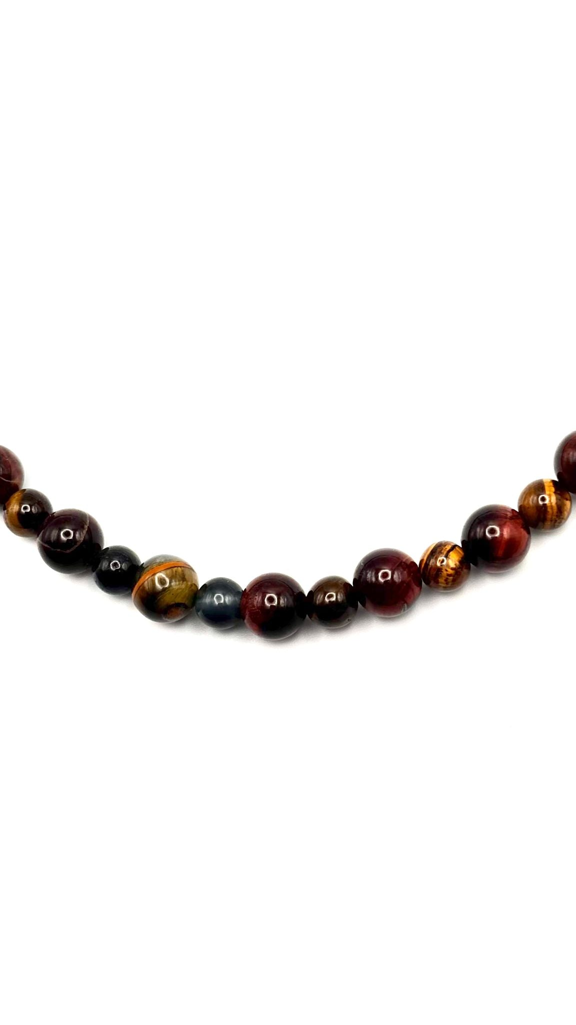 Collar Tres Ojos – Ojo de Tigre, Ojo de Halcón y Ojo de Buey | Protección Total