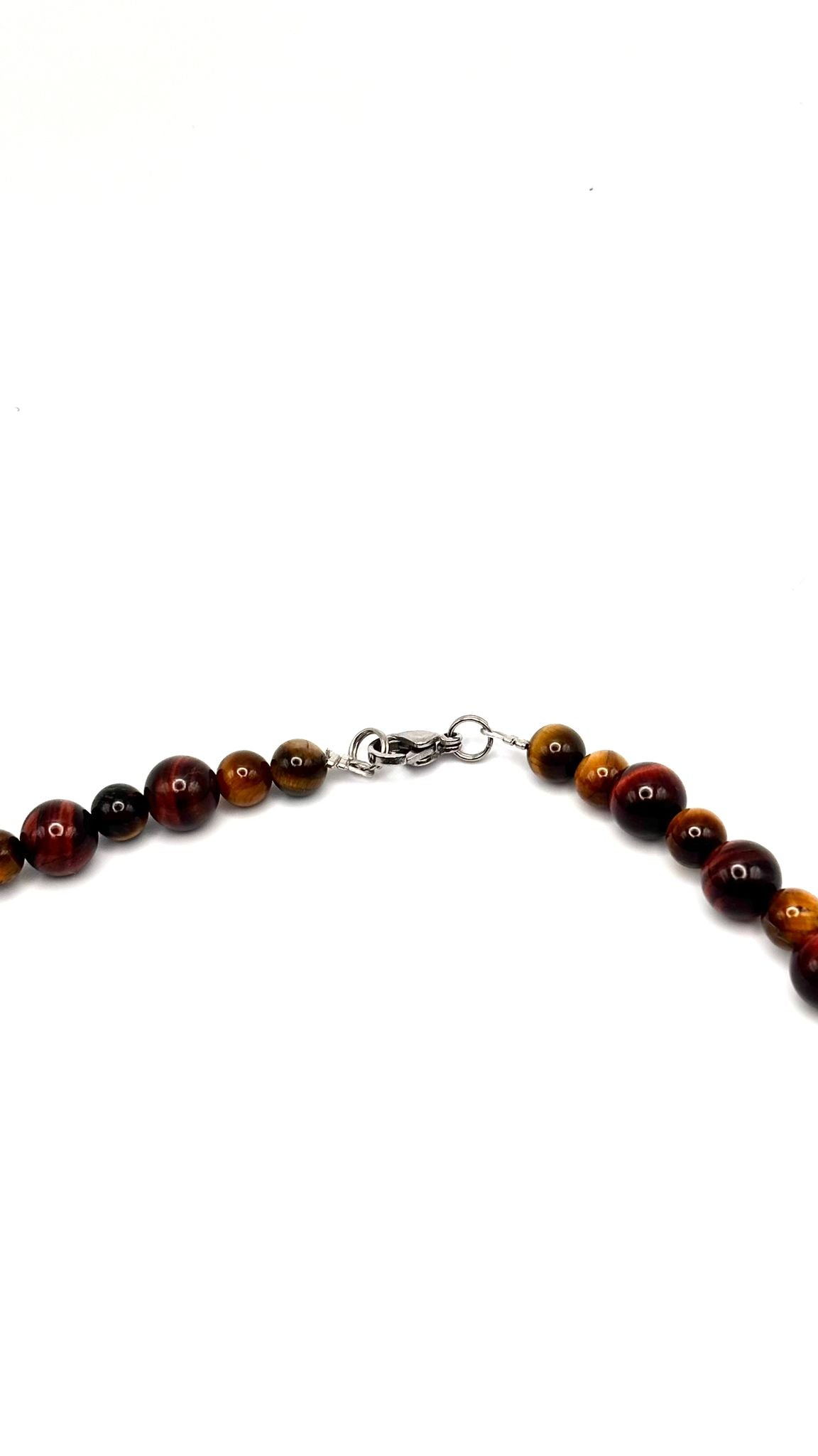 Collar Tres Ojos – Ojo de Tigre, Ojo de Halcón y Ojo de Buey | Protección Total