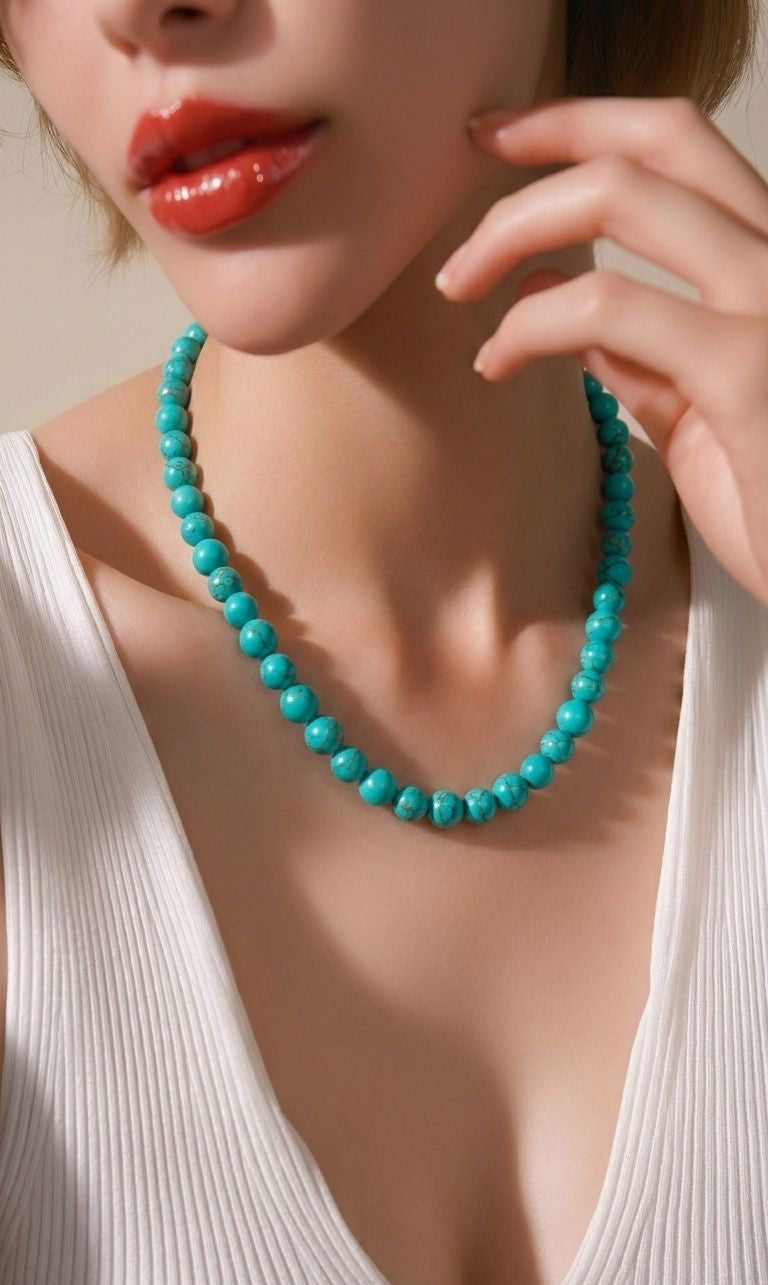 Collar de Turquesa 8mm – Protección y Equilibrio