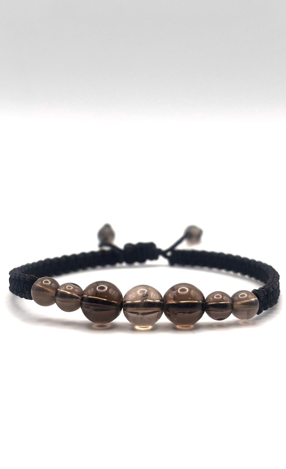 Pulsera de Cuarzo Ahumado con Macramé – Protección y Equilibrio