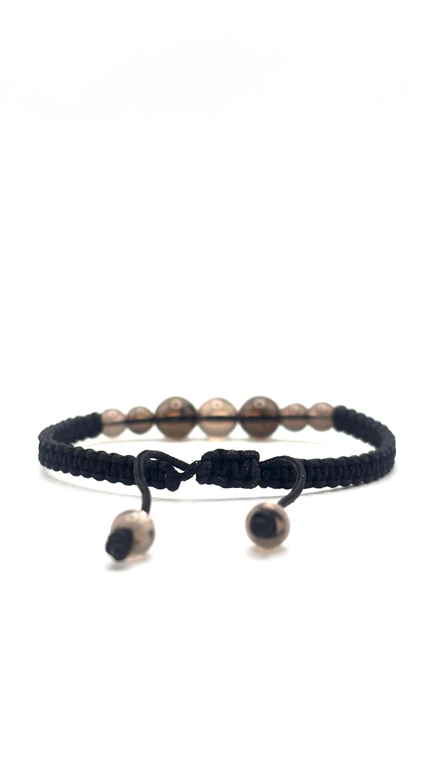 Pulsera de Cuarzo Ahumado con Macramé – Protección y Equilibrio