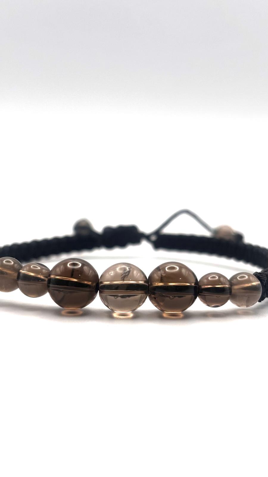 Pulsera de Cuarzo Ahumado con Macramé – Protección y Equilibrio